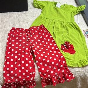 Kids Green and Red Polka Dot Matching Set